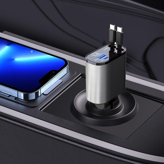 4 IN 1 100w Retractable Car Charger